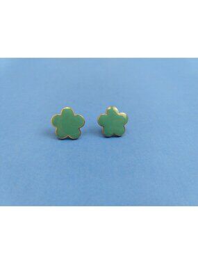 KEP Designs Enamel Flower Teal Stud Earrings
